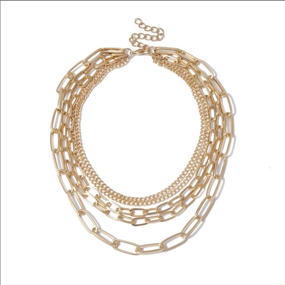 NEW💎18K Gold Multi Layer Punk Chain Necklace - Picture 7 of 8